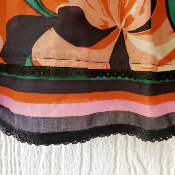 Anthropologie Odille 100% Silk Boho Floral Peplum Tunic Longsleeve sz 8 - Picture 6 of 8